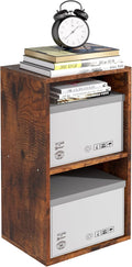 Wooden 2 Cube Storage Organizer, 2 Tier Storage Cubes Storage Display Cubby, Versatile Cubes Shelf and Cubby Organizer for Any Space (Retro Brown, 2 Cube-W(11.8inch)