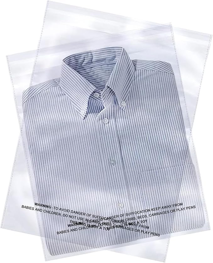 The Elixir Packaging 100 Count 11 x 14 Clear Poly Bag with Suffocation Warning Reclesable Transparent Plastic Tote Backpack Mailer Bag, Food Grade Material, 1.5 Mil Thickness