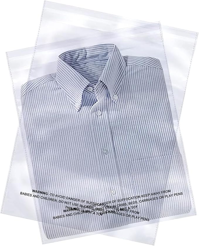 The Elixir Packaging 400 Count 14 x 19 Clear Poly Bag with Suffocation Warning Reclesable Transparent Plastic Tote Backpack Mailer Bag, Food Grade Material, 1.5 Mil Thickness