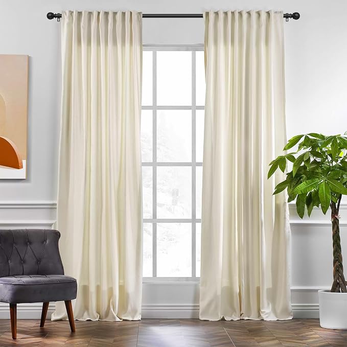 Black Curtain Rods for Windows 28 to 48 Inch,5/8 Inch Diameter Stainless Steel Adjustable Heavy Duty Curtain Rod with Brackets, Easy Installation for Indoor and Outdoor