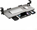 Keyboard Tray Under Desk with Drawer,26.77" X 11.81" Keyboard Tray Large Size with C Clamp-on Mount, Easy to Install, Save Space for Office Desk (Grey)