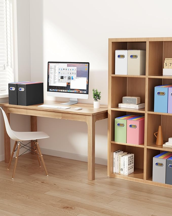 Oterri Cardboard File Organizer Box for Hanging File Folders Letter Size,File Box for Computer Desk,File Cabinet,Working Home,Office,Classroom (Mixed Colors, Letter Size - 8 Packs)