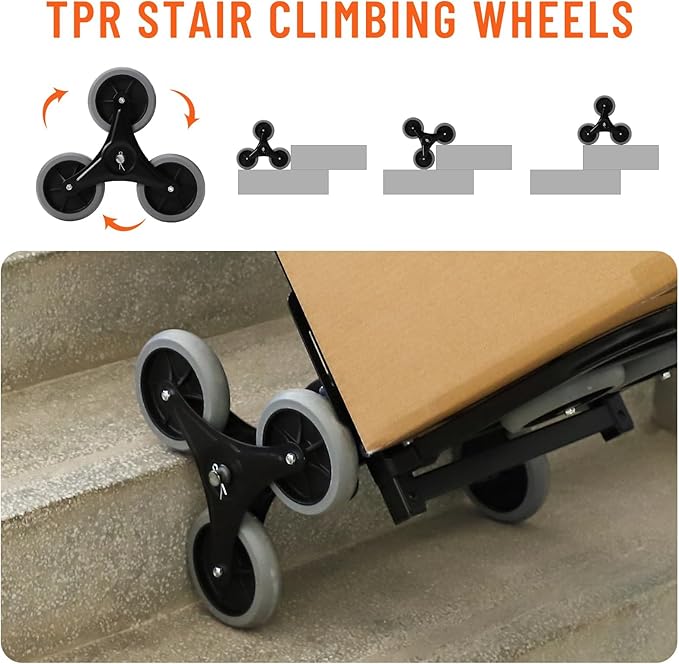 330 LBS Stair Climbing Dolly for Stairs, 10-Wheel Stair Climbing Cart, Folding Climber Hand Truck Dolly with Telescoping Handle for Moving, Office & Warehouse