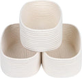 CubesLand Small Storage Baskets for Shelves, Closet Storage Bins | Empty Gift Basket Baby Nursery Woven Baskets for Organizing, Rectangular Clothes Closet Shelves Baskets 3 Packs Off White