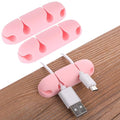 WLLHYF 3PCS Cable Clips, Cord Wire Organizer Silicone 4 Hole (Pink) | Cable Harness, USB Charging Accessory, Cable Holder for Office and Home Desk