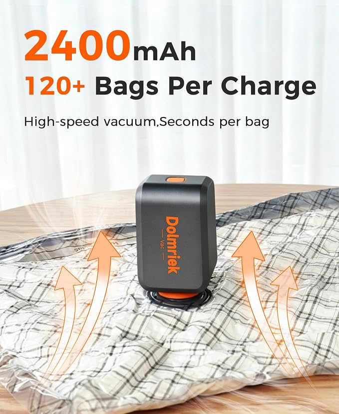 9pcs Vacuum Seal Bags for Clothing Travel, Cordless Pump, Carry-on Size Compression Packing Bags, 4000Pa Suction & 2400mAh Battery, Vacuum Storage Bags for Clothes, Luggage, Suitcase, Space Saver