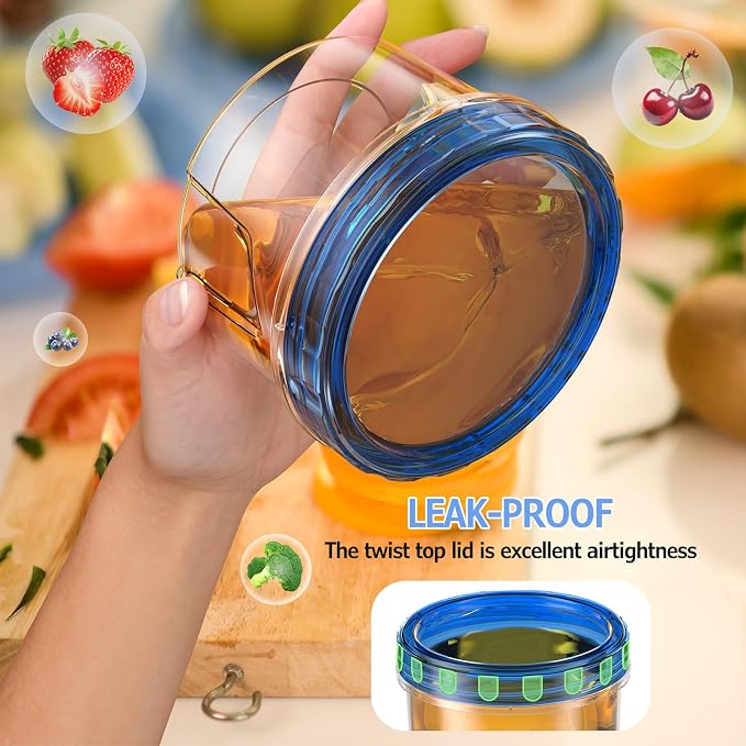 6 Pack-16 OZ Freezer Storage Containers, Small Plastic Containers with Twist Top Lids, Round Food Storage Containers, Reusable Soup Container Microwave/Dishwasher Safe