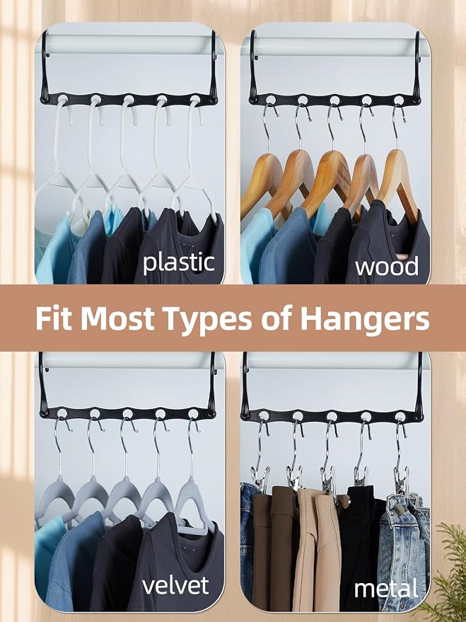 HOUSE DAY Space Saving Hanger 20 Pack, Black Magic Hangers Multifunctional | for Closet Organizers and Storage for Heavy Clothes, Dorm Room Bedroom Home RV Car Camper Organization Essentials
