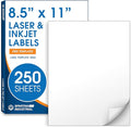 8.5" X 11" Matte White Full Sheet Labels (250 Sheets, 250 Stickers) Printable Sticker Paper for Laser & Inkjet Printers - Spartan Industrial Template R026