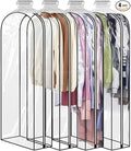 60" Clear Clothes Hangers with Smooth Side Zipper, 10" Gusseted Waterproof Garment Bags for Shirts, Coats, Dresses, Suits, 4 Pack