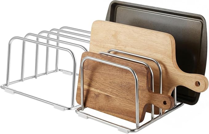 2-Pack Cutting Board Holder Stand 304 Stainless Steel 4-Tier Chopping Board | Racks Organizer, Storage Cookie Sheet Baking Sheet Baking Trays,Chopping Boards,Dish 0.9+1.0 Inch Width Slots