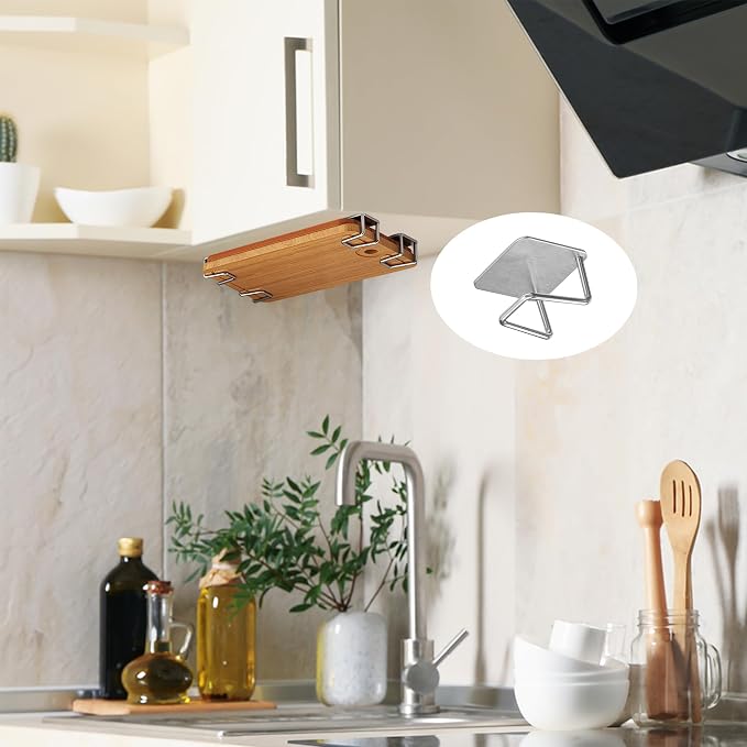 Aogigigio Under Cabinet Cutting Board Holder - Cutting Board Holder Rack Storage Stainless Steel Under Shelf Counter Chopping Board