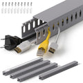 1.4"H x 1.6"W Cable Raceway, 66in Under Desk Wire Management Channel, Grey | Slotted Wire Duct, 4Pack, 16.5in Each, Heavy-Duty PVC Cable Management for Server Racks, Network Cables & Electrical Cabinets