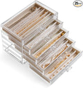 YUFONG Necklace Holder Organizer, Dustproof Necklace Box Velvet Necklace Organizer Box with Lid Clear Acrylic Dustproof Stackable Jewelry Displays for Necklaces Chain Display (Beige, 5 Drawer)