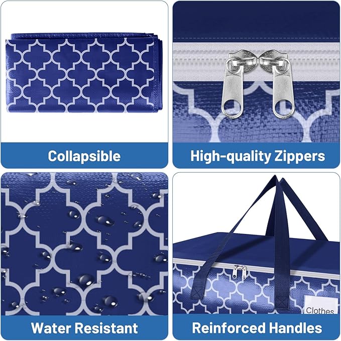 Fabspace Moving Bags, Extra Large Moving Supplies, Heavy Duty Storage Bags, Packing Bags with Reinforced Zippers & Handles, Collapsible Packing Boxes, Storage Totes for Moving, Packing, 100L, 4 Packs