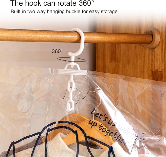 Large Garment Covers, Pack of 5, Vacuum Storage Bag with Electric Pump, Clear Compression Airtight Sealer Bags with Hanging Buckle, Hanging Clothes Storage(130cm/51in)