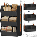 DIMJ Hanging Closet Organizer Extra Large, Clothes Hanging Shelves for Closet with Divider, Collapsible Closet Storage System, Fabric Storage Bins for Home, Black, 15.75 × 12.20 × 9.44, 3 Pack