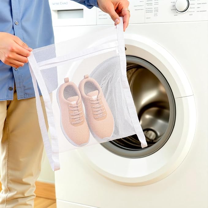 Shoe Dryer Bag, Mingting Large Wash Dry Net Bag 15.7x15.7 Inch for Sneaker Shoes Laundry Dryer Bags with Zipper and Strap for Most Dryers Door,White(1 Pack)