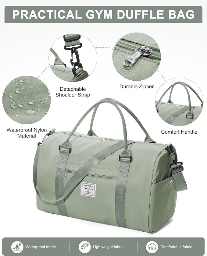 Gym Bag Womens Mens with Shoes Compartment and Wet Pocket Travel Duffel Bag for Women for Plane Sport Gym Tote Bags Swimming Yoga Waterproof Weekend Overnight Carry on Bag Hospital Holdalls