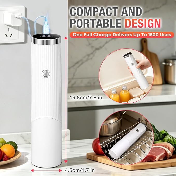Compact Vacuum Sealer for Food, Handheld Vacuum Sealer Machine with 30 Reusable Bags + 3 Vacuum Containers, Portable Automatic Food Sealer for Freezer Storage, Travel, Camping