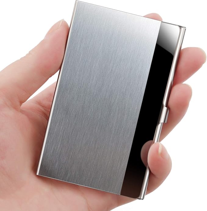 Business Card Holder, Slim Business Card Case for Men & Women, Pocket Metal Card Case, Professional Stainless Steel Business Card Holders, Purse Name Card Holder, Buckle Style Shut