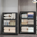 UAMFURI Stackable Storage Bins with Lids, 1050QT Closet Organizers and Storage with Doors and Wheels, Extra Large Storage Cabinet, Collapsible Plastic Drawers for Bedroom Dorm Office Garage