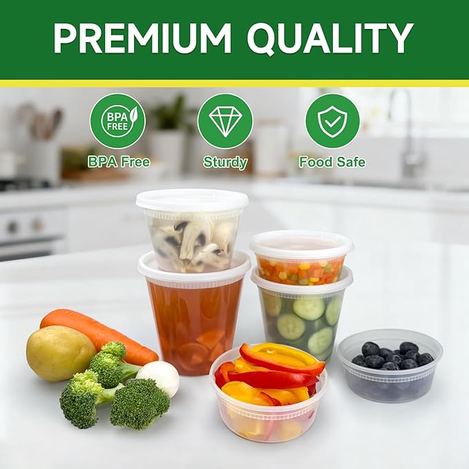 Dealusy 40 Set 24 oz Deli Containers with Lids, Leak-Proof BPA Free Plastic Take Out Bowls, Food Storage Containers for Takeout Meal Prep Storage, Freezer, Microwave & Dishwasher Safe
