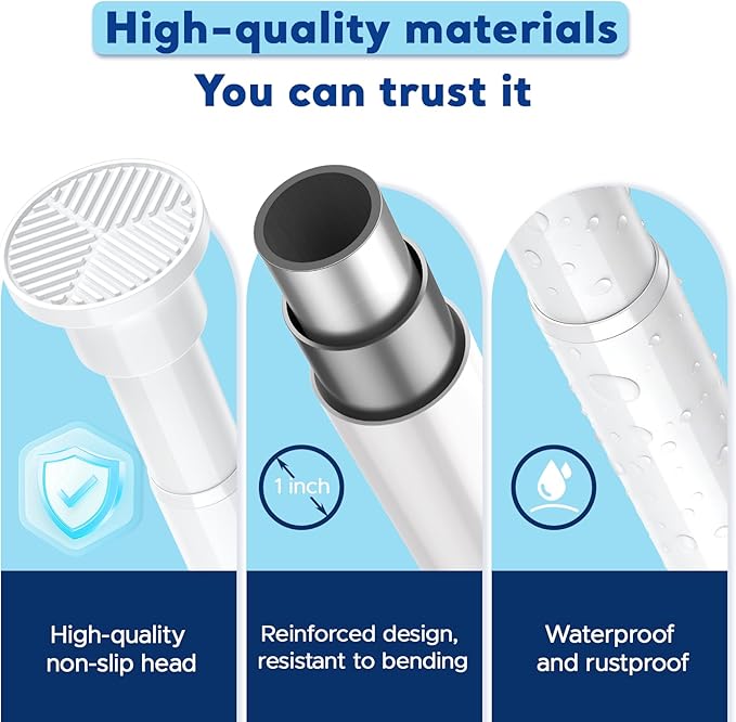 Tension Rods 28 to 61 Inch, 1" Heavy Duty Adjustable Spring Tension Curtain Rod - Non-Slip No Drill Shower Curtain Rod for Bathroom, Window, Closet & Doorway, White