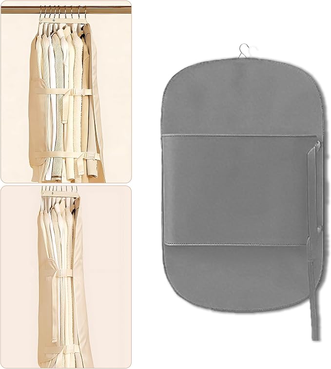 Closet Press Board Organizer, Space Saving Garment Bag, Space Saver Compression Bags, Jacket Storage For Closet, Large Capacity Closets Organizer For Office Bedroom Travel RV Daily Home (Black)