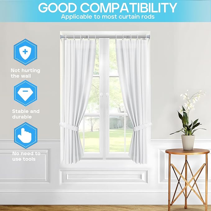 Spring Tension Curtain Rod 24-46 inch, Adjustable Expandable Tension Curtain Rod No Drilling, Tension rods for Window Doorway Kitchen Curtain, Silver