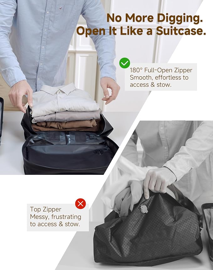 Vacuum Bags for Travel with Pump,Reusable Compression Packing Cubes to Save Space for Luggage and Backpack with IP68 Waterproof,Vacuum Seal Bags for Clothing travel (Black, 2Pack)
