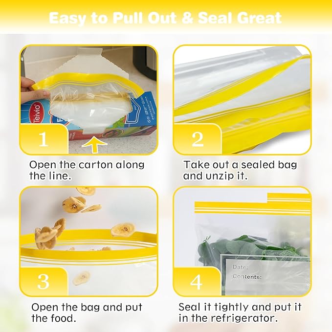 Teivio Gallon Freezer Bags 160 Count (4 Pack of 40), Double Zipper Seal, BPA-Free Thick Plastic Food Storage Bags for Home, Kitchen, Travel, Camping, Meats, Vegetables, Snacks, Sandwich bags