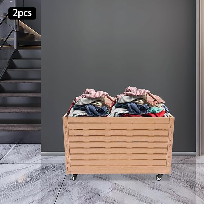 Collapsible Rolling Crate on Wheels,Heavy Duty Foldable Storage Bin,440lbs Capacity Plastic Furniture Moving Dolly Cart for Travel Shopping (2PCS)