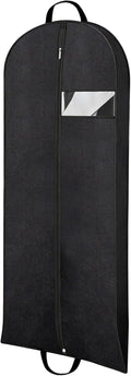 Gusseted Dress Bags for Gowns Long, 65'' Garment Bags for Hanging Clothes, Suit Bag Cover for Storage and Travel (Black)