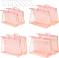 Handbag Dust Bags Clear Purse Storage Organizer for Closet Small to Extra Large Handbags Dust Free Bags Hanging Zipper Storage Bag with Hooks, (Pink, 4 Sizes-8PCS)