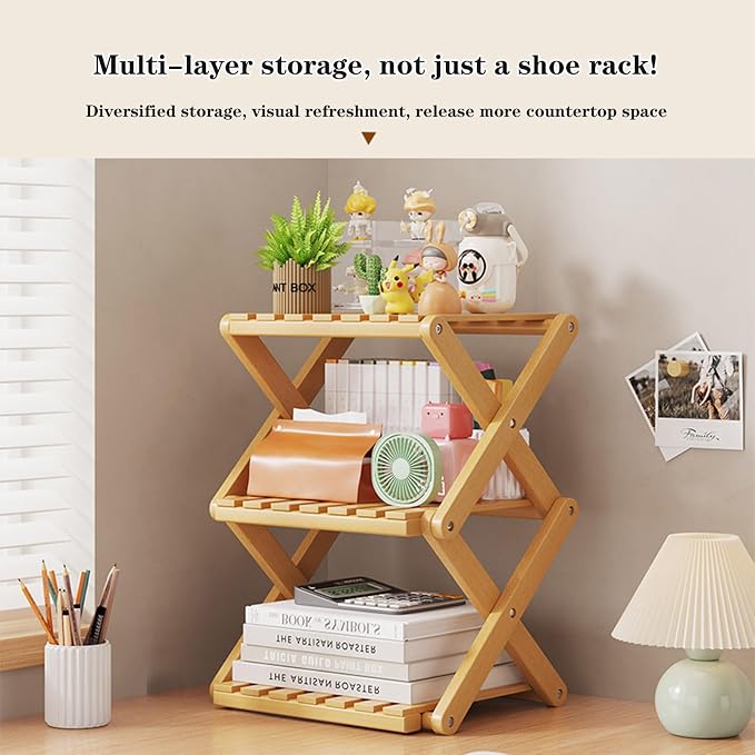 Small Shoe Rack, 3 Tier Portable Folding Shoe Storage Rack, Without Installation, Mini Free Standing Shoe Rack for Camping, Corridors, Bedrooms Living Room Corner and Small Spaces