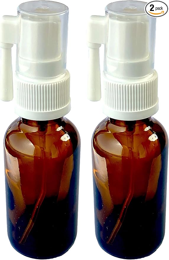 Snoot! Amber Glass 30ml (1oz) Oral Sprayer for Colloidal Silver, Iodine, Essential Oils & other water based applications 2-pack