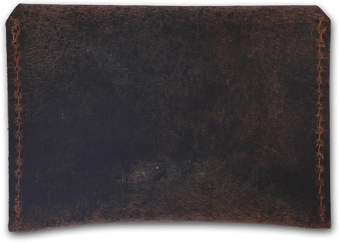 Distressed Leather Business Card Holder Slim Credit Card Wallet for Men and Women Vintage Brown Leather Compact Minimalist Card Organizer for Pocket or Purse Durable Card Case (Brown)