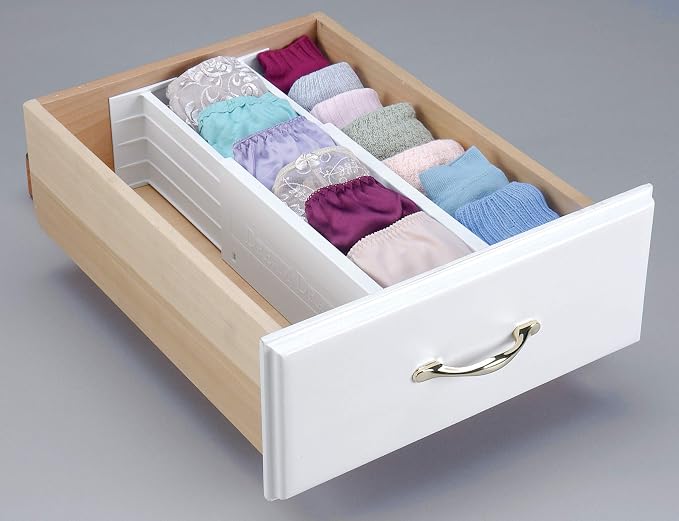 Dial Industries Adjustable Dresser Drawer Clothes Organizer Dividers, Set of 2, 4.5" Deep