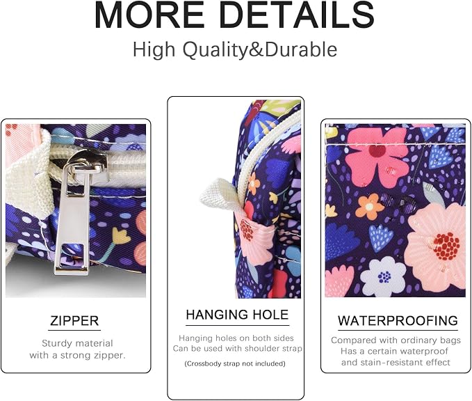 Multiple Pockets Portfolio Organizer with Zippered,Storage Pencil Pouch Bag | Waterproof Travel Toiletry Bag,Portable Pencil Pouch for Notebooks,Stationeries,Make-up,Journal Office Art Supplies,DP Flower