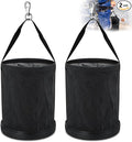 2 Pack Canvas Bucket 15" x 12" Heavy Duty Lineman Tool Bag with Plastic Bottom & Metal Hook Electrician Tool Organizer for Jobsite Use, Load Rated up to 150 Pounds (Black)