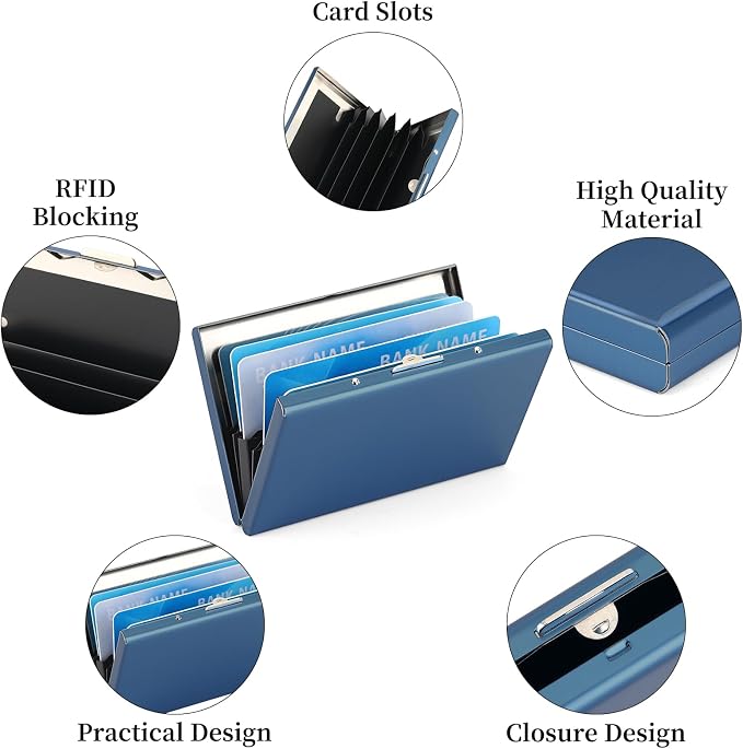 Stainless Steel Credit Card Wallet RFID Blocking Metal Case Pocket Business Card Holder for Women and Men