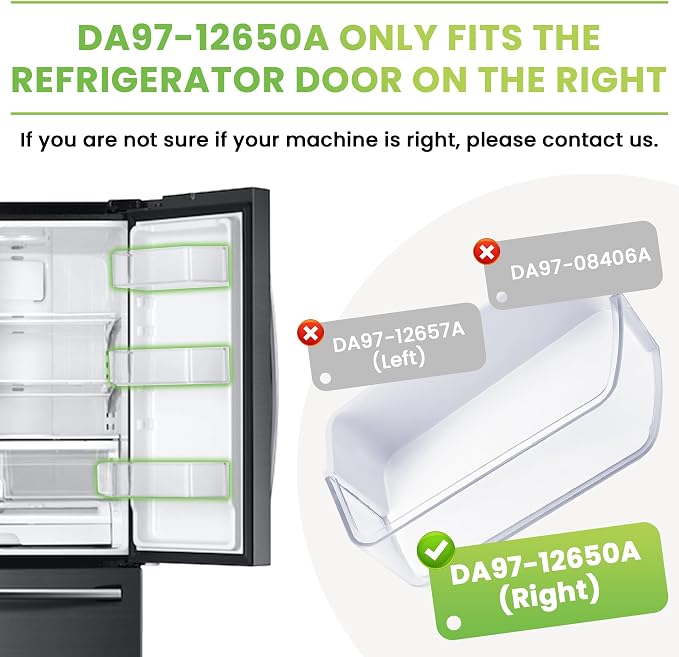 DA63-06963A DA97-12650A Door Shelf Bin (Right) for Sams-ung Refrigerator Door Shelf RF260beaesg RF260beaesr RF260beaeww RF263beaesr, Sam-sung Fridge Door Shelves by AMI PARTS