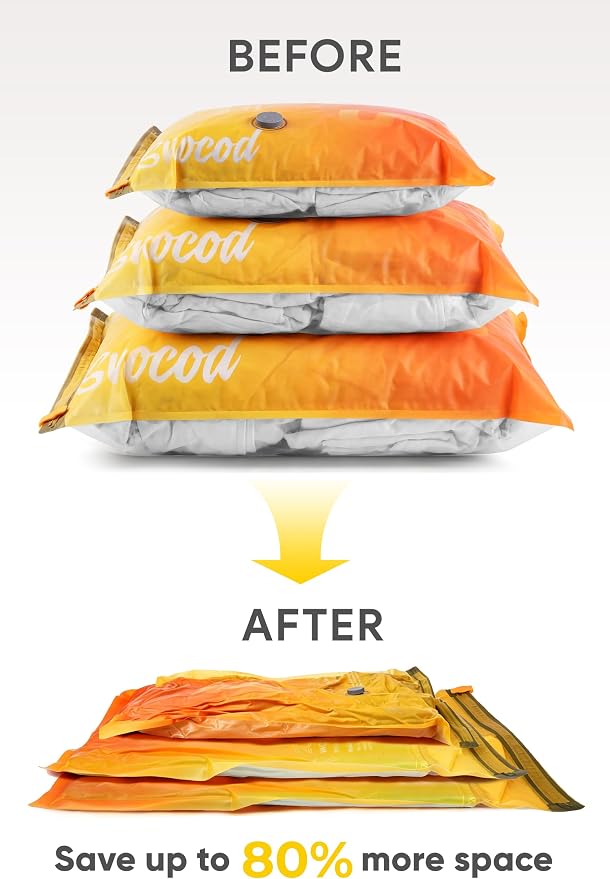 Travel Vacuum Bags with Pump, 15 Pack Vacuum Storage Bags for Clothing, Brushless Motor Type-C Rechargeable Pump, Compression Packing Bags for Travel, Suitcase, Closet and Home Storage, White
