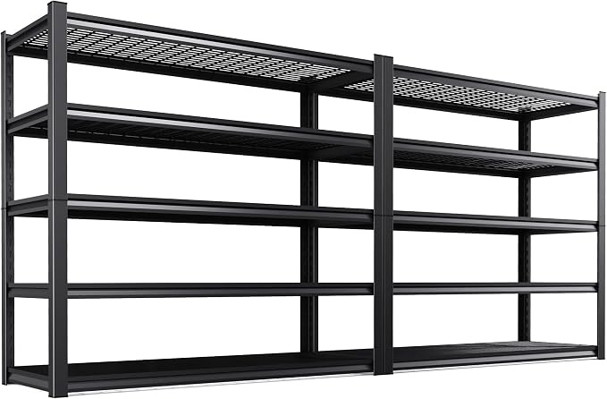 Set of 2 Garage Shelving-3500 lbs 5 Tier Storage Shelves,Adjustable Heavy Duty Metal Shelving Unit and Storage Large Wire Rack,Utility Steel Shelf for Warehouse Industrial Pantry Basement -72"x59"x20"