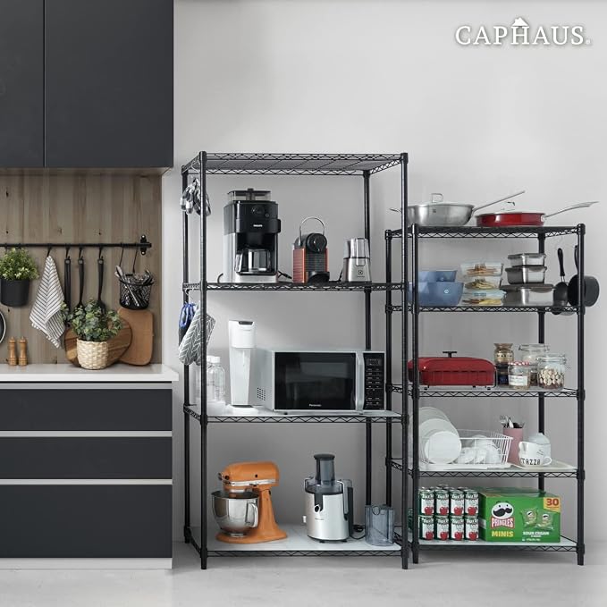 CAPHAUS NSF Commercial Grade Heavy Duty Wire Shelving w/Wheels, Leveling Feet & Liners, Storage Metal Shelf, Garage Shelving, Utility Wire Rack Storage Shelves, w/Liner, 36 x 18 x 76 5-Tier
