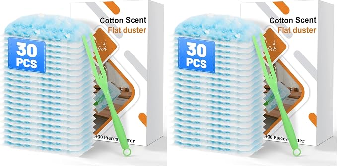 30PCS Disposable Dusters Refills Compatible with Swiffer,180 Degree Electrostatic Disposable Replacement Head for Home,Office,Ceiling Fans,Blinds and Furniture Dusting (Pack of 2)