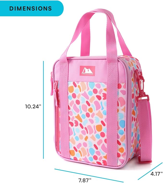 Arctic Zone Urban Lunch Box Combo for Kids with Gel Ice Pack and Sandwich Container, Insulated Bag for Travel Lunch with Adjustable Strap, Tutti Frutti