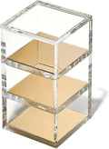OfficeGoods 3-Tier Stackable Acrylic Holder- Stylish Desk Organizer and Storage for Office or Home – Transparent Square Design with Gold Metal Base