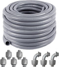 Liquid-Tight Conduit 100 ft and 8 Pieces of Connector Kit,Electrical Conduit 3/4 100ft UL Certification,Flexible Conduit with 5 Straight and 5 90-Degree Conduit Connector Fittings